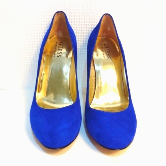 Guess by Marciano Heels Cobalt Blue Suede Shoes Leather True Blue Pumps … - Picture 6 of 13